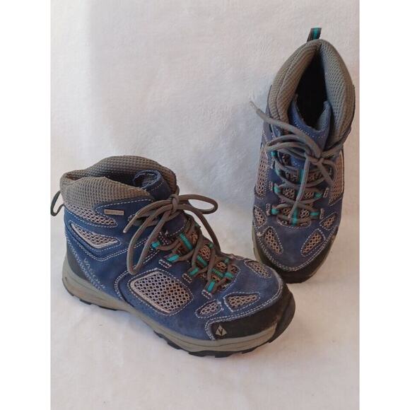 Vasque Breeze Hiking Boots Youth Kids 4 EU 35 Gray/Blue Leather 7207 Mid Ankle - Picture 1 of 7